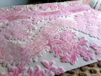 Luxury Pink Vintage Cut Velvet Fabric, Bates Tapestry Chenille, 16x24" Piece