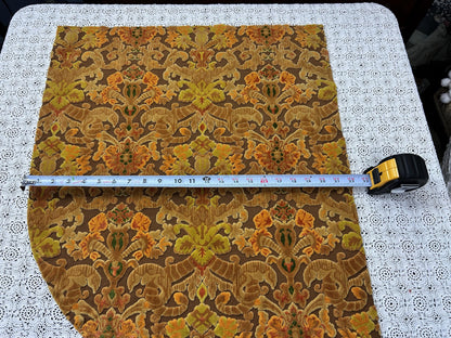 Boho Vintage Cut Velvet Fabric, Copper Brown Tapestry Style Chenille Material, 17x21" Pc