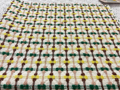 Mod Vintage Woven Chenille Fabric 21x25, Bates Bowtie Geometric Quilt Material
