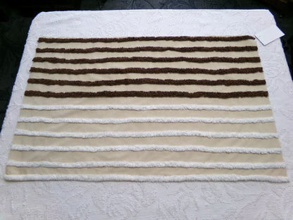 split road vintage chenille fabric, tufted contrast design, 17" x 27" unique piece of quilt material