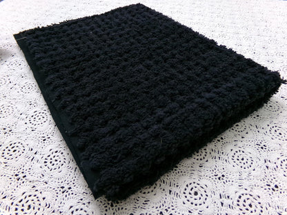 Black Vintage Chenille Fabric 18x24" Plush Waffle Grid Quilt Material
