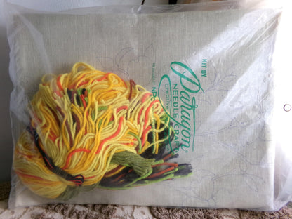 SECRETS of SPRING Crewel Embroidery Kit, HUGE Butterfly & Flowers Wall Hanging, Vintage Paragon Retro Hippie Stitchery, # 0629, Georgia Ball