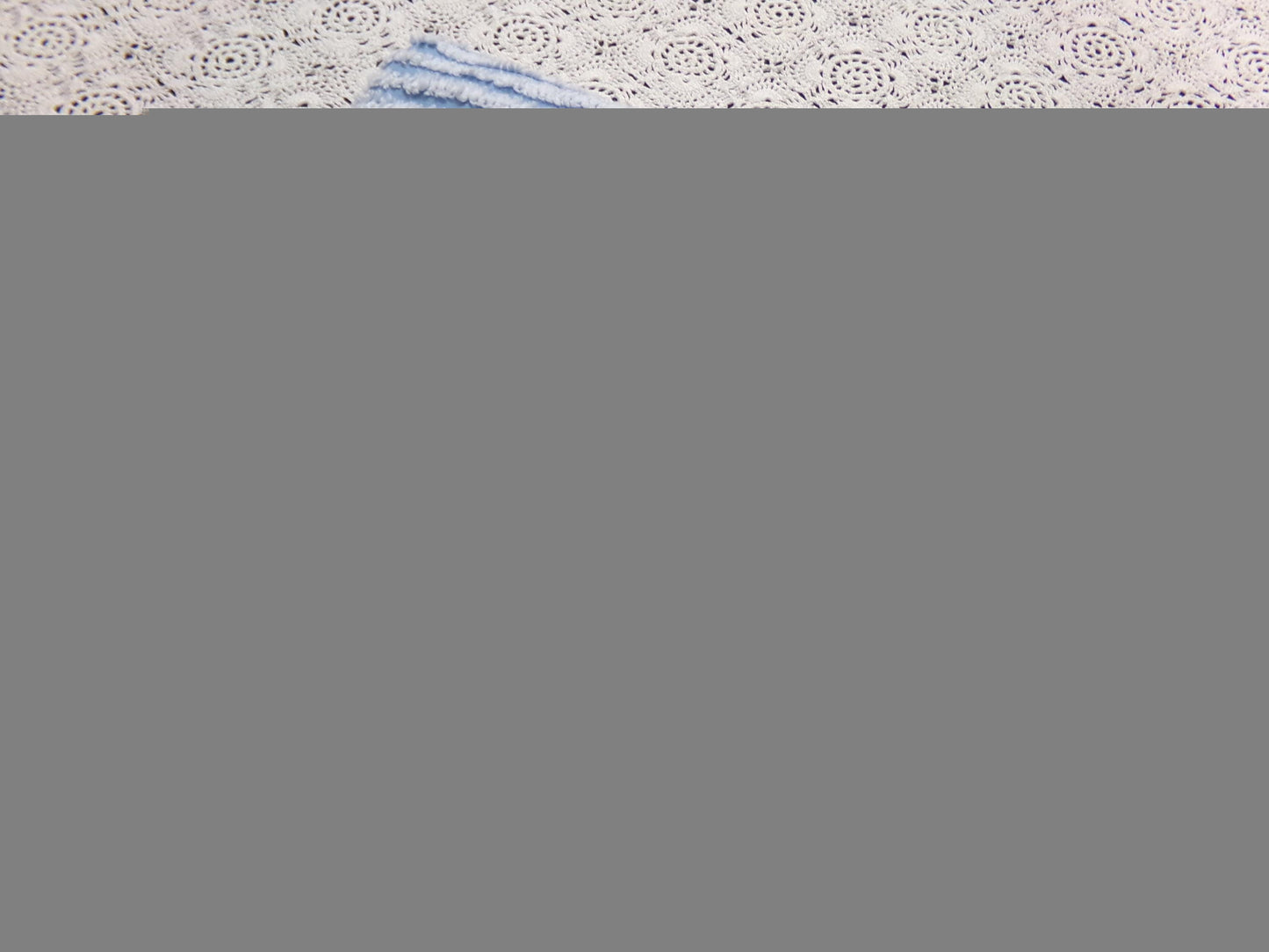 Shabby Sky Blue Vintage Chenille Fabric White Stripe Sewing Material 18" x 30"