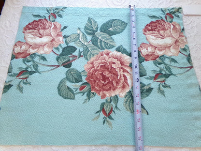 most beautiful vintage barkcloth fabric in realistic rose bloom print, 18" x 25" inch piece from a deconstructed curtain panel