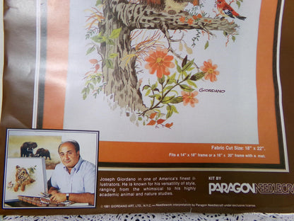 Vintage SQUIRREL and FRIENDS Crewel Embroidery Kit Paragon Stitchery 0333 Giordano