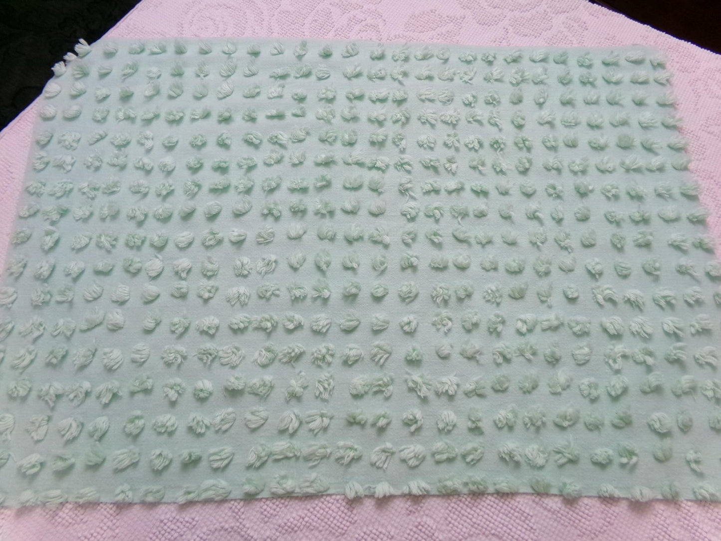 Seafoam Green Windswept Pops Vintage Chenille Fabric, Sewing & Quilt Material 18" x 24"