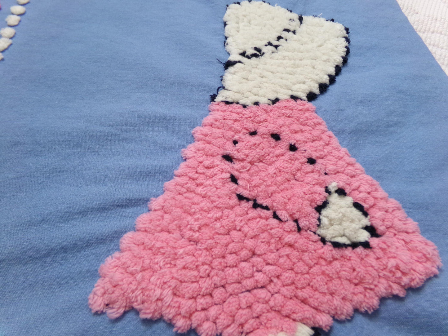 lone little girl vintage chenille bedspread fabric, quilt sewing material, 12" x 17.5"