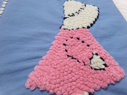 lone little girl vintage chenille bedspread fabric, quilt sewing material, 12" x 17.5"
