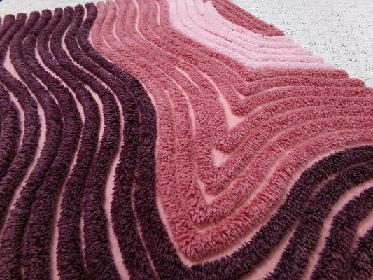 hypnotic sunkissed vintage chenille bedspread fabric pink mauve optic 16" x 25"