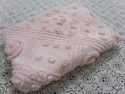 Dreamy Pink Vintage Chenille Fabric Donut Dots Sewing Material 18" x 24"