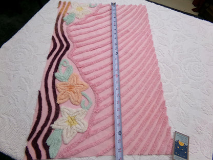 Shabby Sweet Vintage Chenille Fabric, Pink Floral Sewing & Quilt Material, 16" x 25" piece