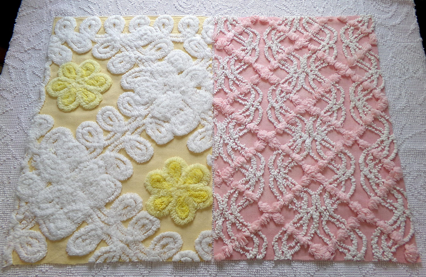 Vintage Chenille Fabric Bundle - 2 Pieces 12" x 18" each | Perfect Stash Builder for Fiber Arts & Crafting