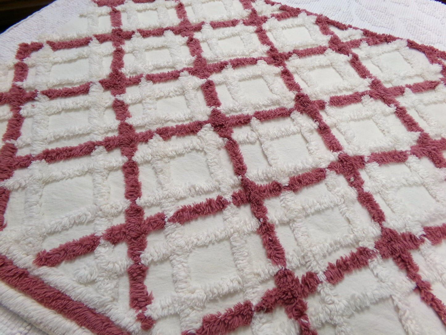 cozy plaid vintage chenille fabric, farmhouse style sewing & quilt material, 18" x 25" piece
