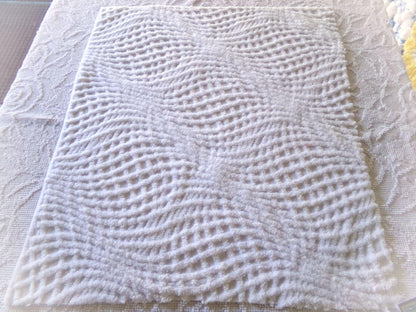 intense illusion white vintage chenille fabric, plush webbed optic illusion design, 21" x 25" inch piece of quilt & sewing material