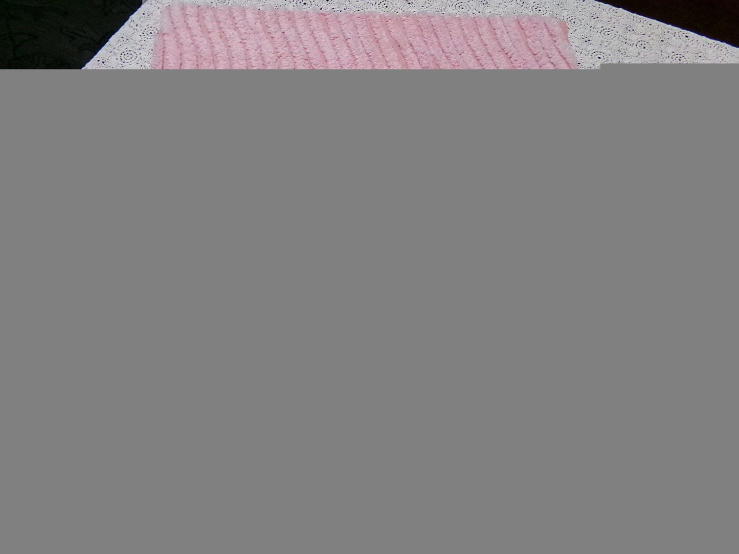 cotton candy pink vintage chenille bedspread fabric ultra plush ripple tufts 19" x 22"
