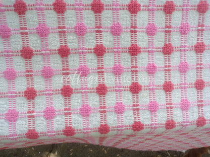 Pink Strawberry Candy Dots Vintage Woven Fabric With Raised Chenille Dot Pattern, 18" x 24" inch Piece, a Bates Design