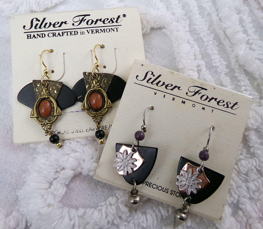 Vintage Silver Forest Earrings Lot of 2 Pierced Dangle Boho Style Jewelry