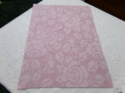Dusty Rose Vintage Hobnail Chenille Fabric Piece Cabbage Rose Reversible Shadow Design 18x24"