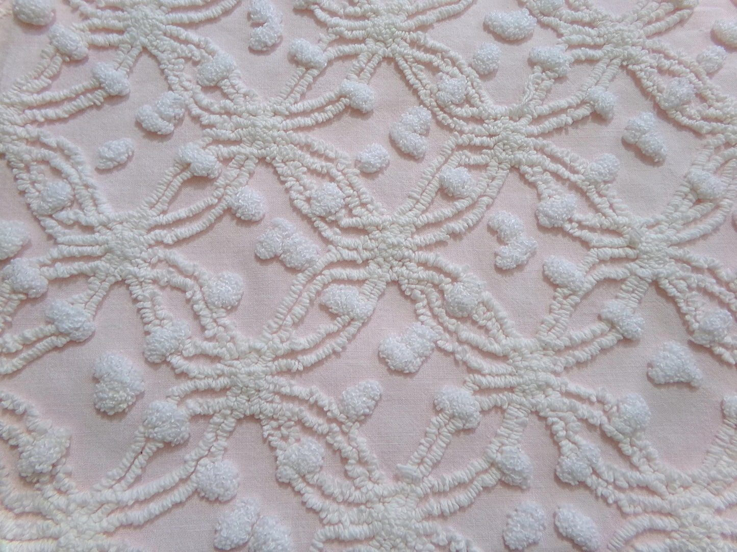Feather Pink Vintage Chenille Fabric, Needletuft Rings & Overtufted Pops, Quilter's Favorite 18" x 24" Piece