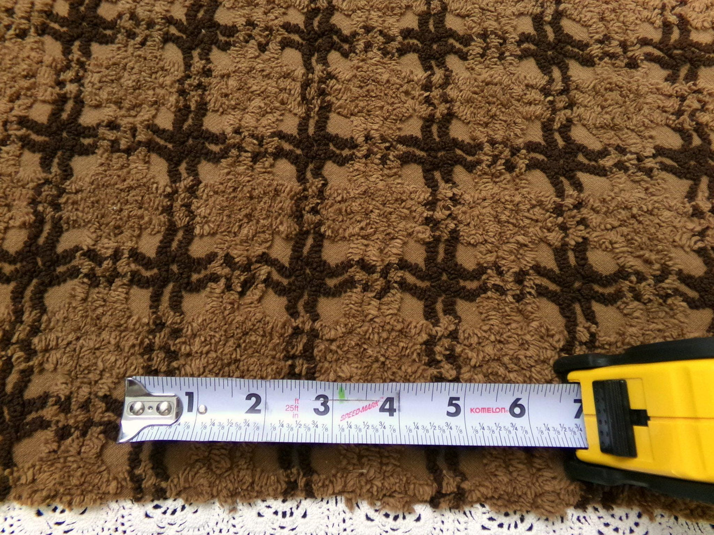 vintage chenille bedspread fabric tonal chocolate cake 14.5x22" piece