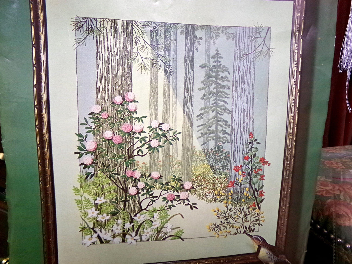 AFTER THE STORM Vintage Crewel Embroidery Kit Paragon Needlecraft #0611 ~ Hippie 70s Natural Woodland Wall Hanging, Georgia Ball Design