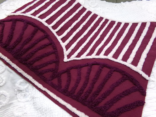 Vintage Chenille Fabric, deco modern swag design, sewing craft quilt material 18" x 24" piece