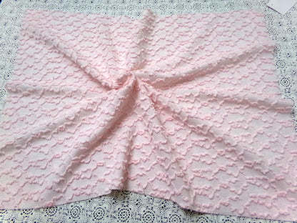 Pink Links Vintage Chenille Bedspread Fabric 18x24" Pc Textured Quilting Material