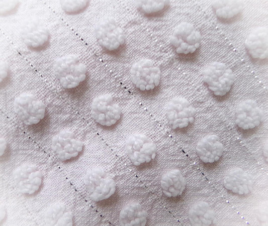 Pink Pops Vintage Chenille Fabric, Polka Dot Popcorn Shimmer, 21x40" Piece