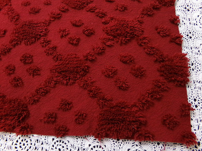 Cranberry Red Vintage Style Chenille Fabric 18x24 Geometric Dot Quilt Material