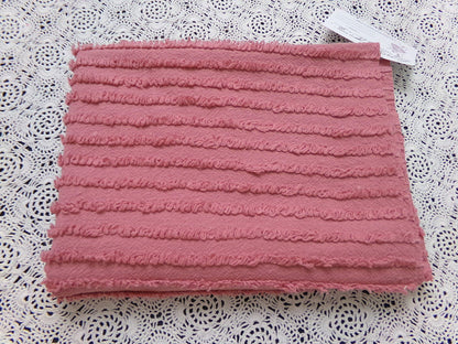 Vintage Chenille Fabric Dusty Rose Simple Stripe Pattern 18x30"