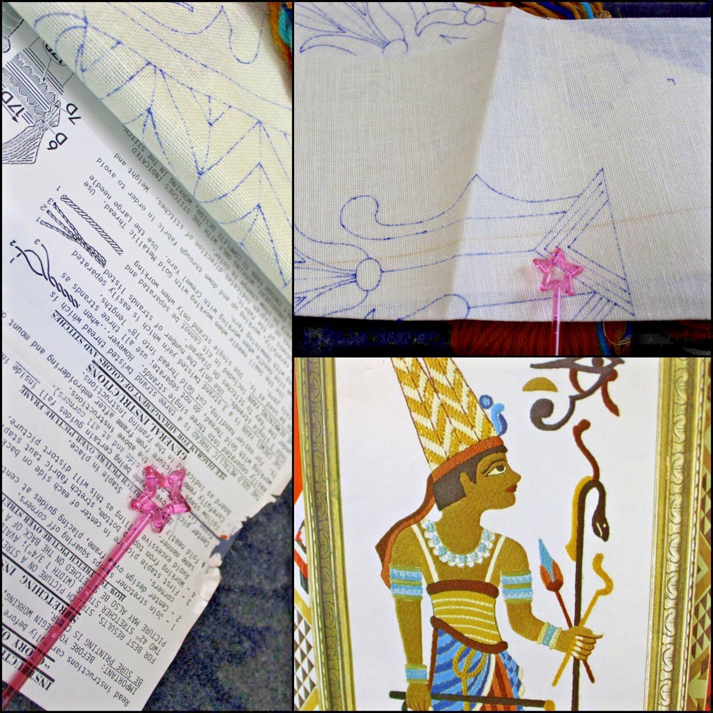 GLORY OF EGYPT Vintage Crewel Embroidery Kit Paragon 0720 Egyptian Wall Hanging