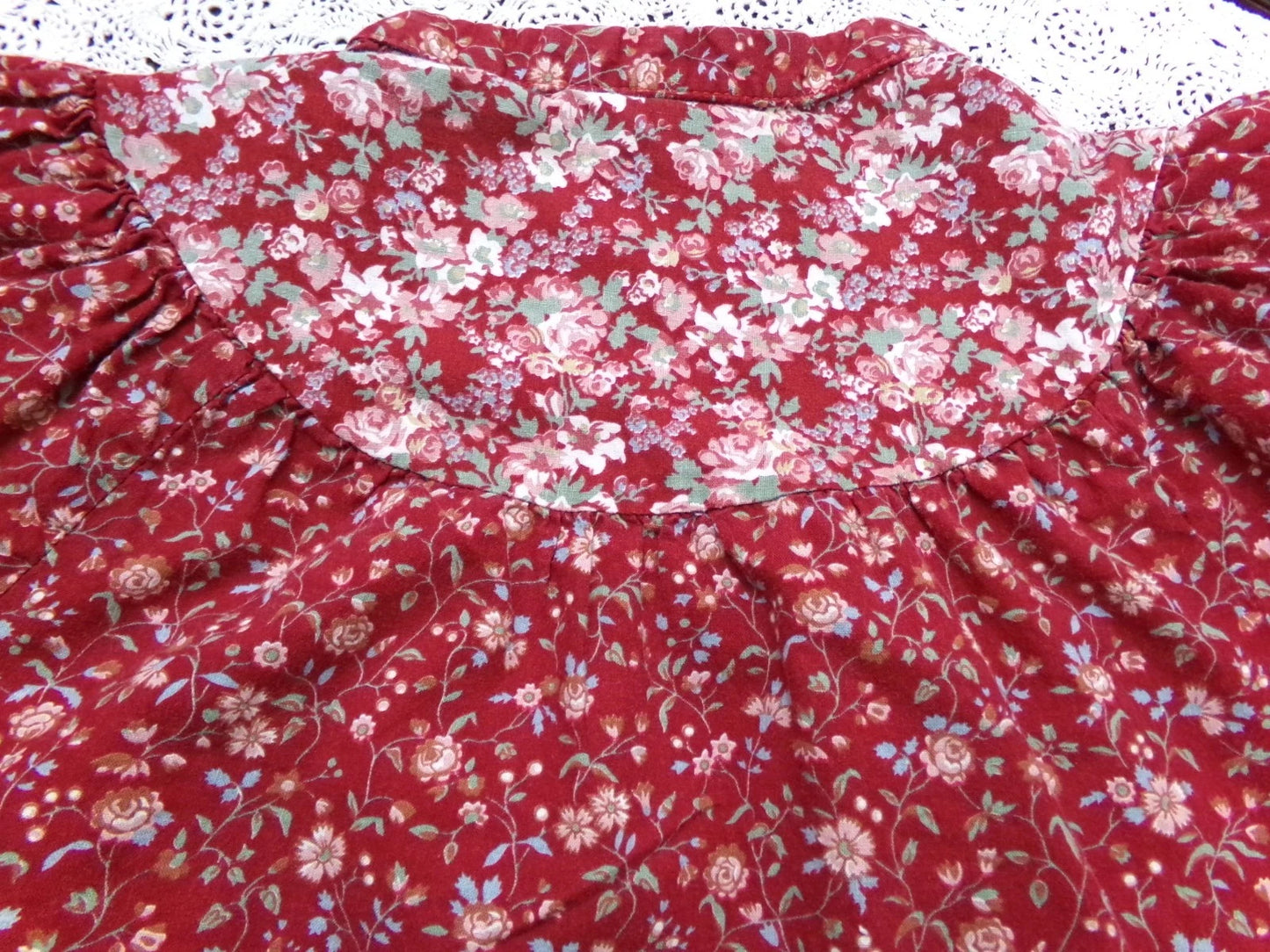 Vintage Prairie Blouse Boho 1970s Womens Top Ditsy Calico Floral Shirt Small