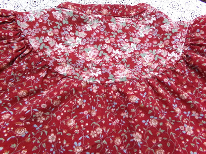 Vintage Prairie Blouse Boho 1970s Womens Top Ditsy Calico Floral Shirt Small