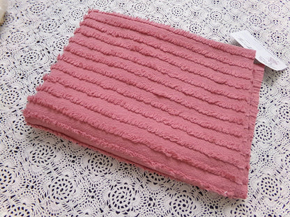 Vintage Chenille Fabric Dusty Rose Simple Stripe Pattern 18x30"
