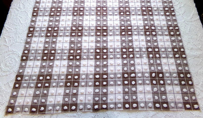 vintage chenille fabric: 18" x 24" cut piece of brown & white popcorn cotton material for quilting, sewing cute teddy bears
