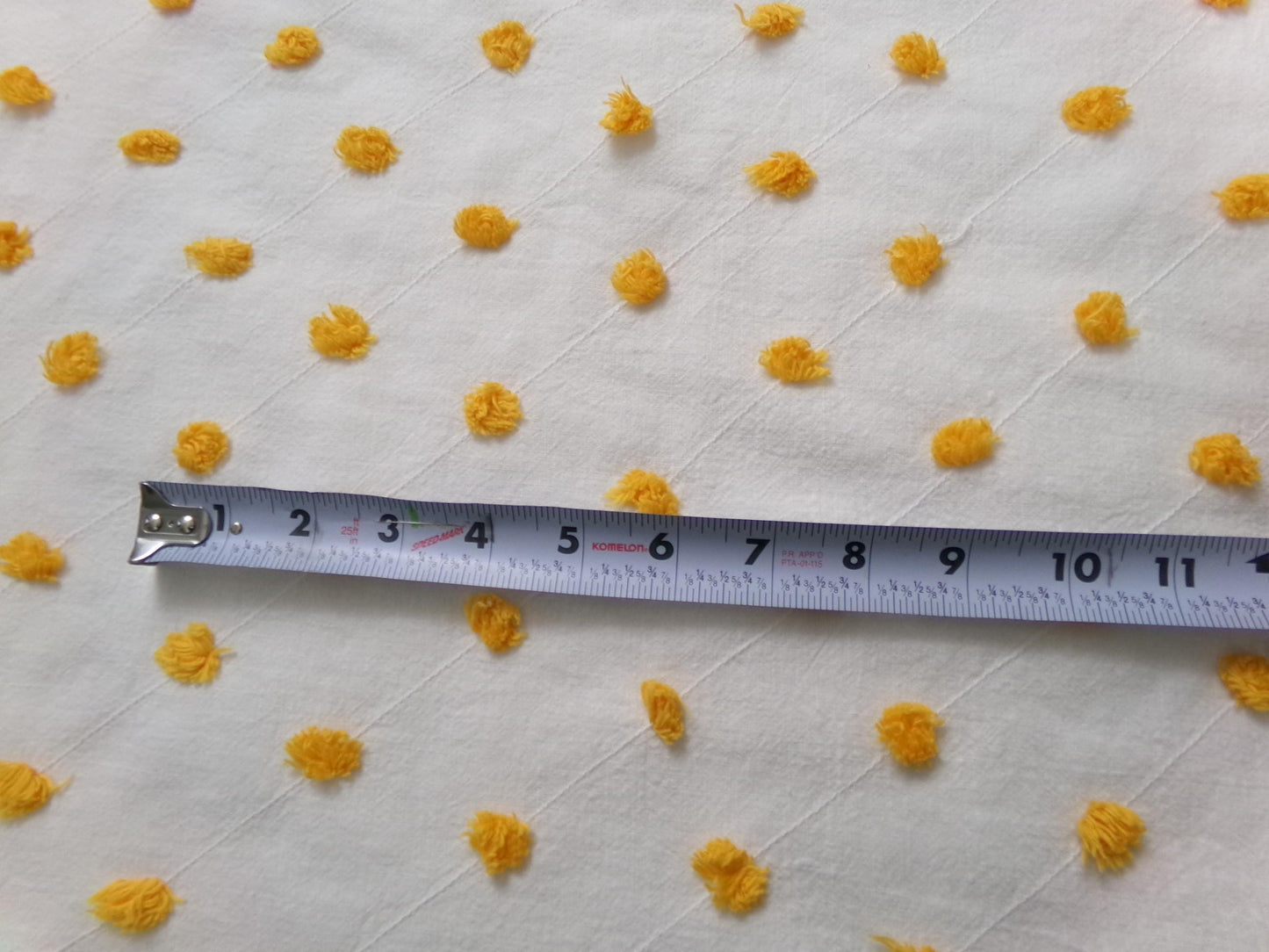 Little Golden Dots Vintage Chenille Fabric, tufted pops lightweight sewing craft quilt material, 18" x 24" piece