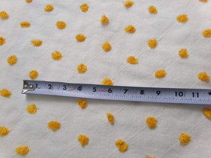 Little Golden Dots Vintage Chenille Fabric, tufted pops lightweight sewing craft quilt material, 18" x 24" piece