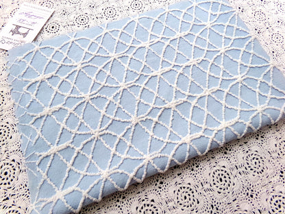 Blue Vintage Chenille Fabric, White Skinny Petite Wedding Rings 16x24" Piece
