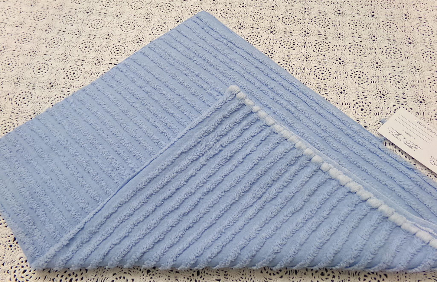 Vintage Chenille Fabric, Simple Blue Stripes, 15.5x25" Piece