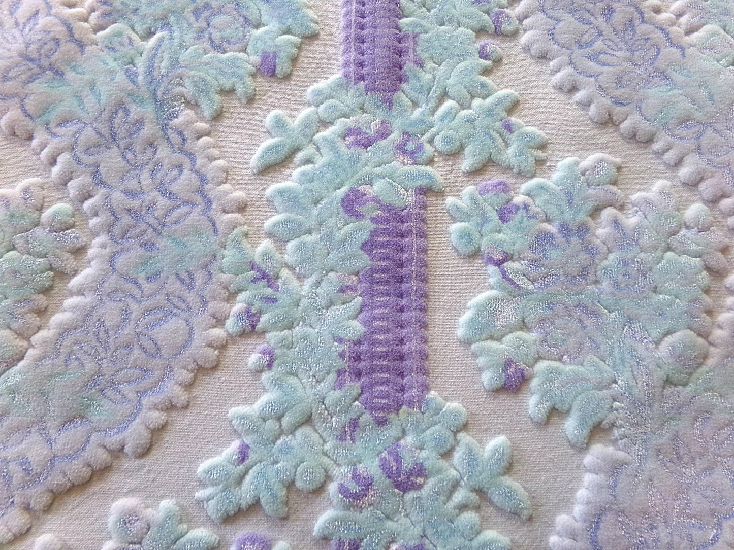 cut velvet fabric iridescent shimmer luxury Bates vintage tapestry chenille material, 12" x 21" inch piece ideal in totes & bags