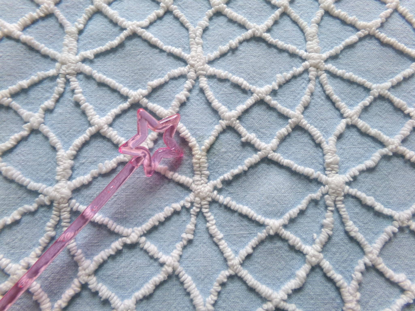 shabby weathered blue chenille fabric, vintage quilt material, 16.5" x 24" lightweight cotton piece