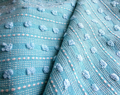 Vintage Chenille Fabric, Cute Woven Dot Dash Design, 24" x 18" inch piece, Great Quilt Material