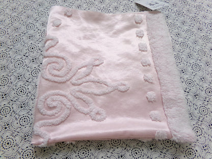 Pink Satin Vintage Chenille Fabric, Shabby Cottage 24" x 23" Piece