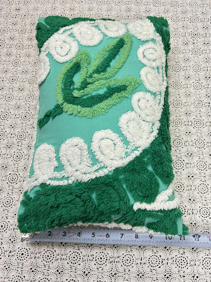 Botanical Green Vintage Chenille PIllow Cover, Rectangle 12x16" Design