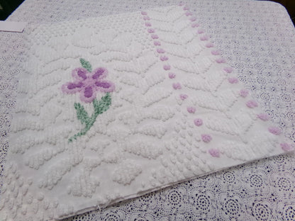 Lone Lilac Vintage Chenille Bedspread Fabric 19x36" Pc Lightweight Quilting Material