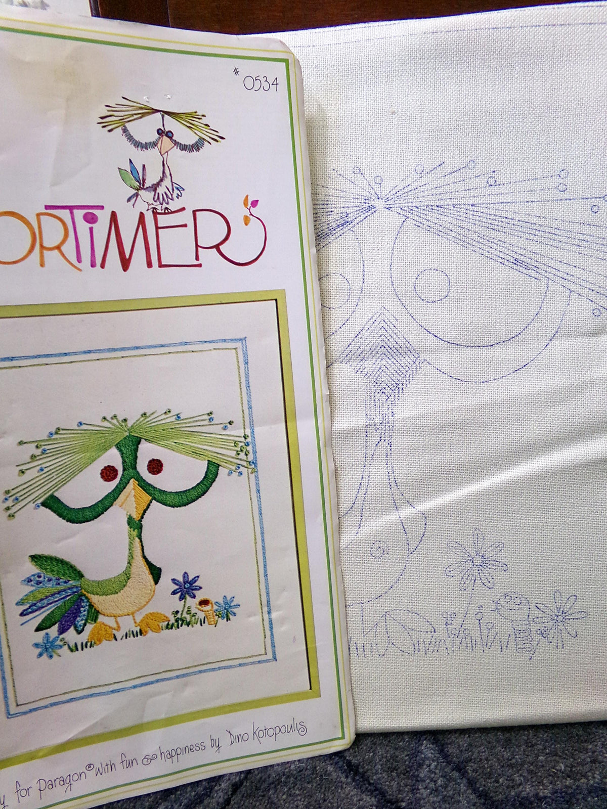 MORTIMER Bird Crewel Embroidery Kit, Vintage Paragon 0534 Stitchery Dino Kotopoulis