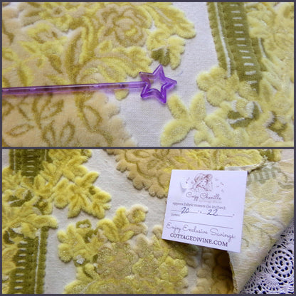 Luxury Cut Velvet Fabric, Bates Vintage Tapestry Chenille Piece, Golden Glow Earthtones, 20" x 22" Inches, Nice in Small Bags, Pillows