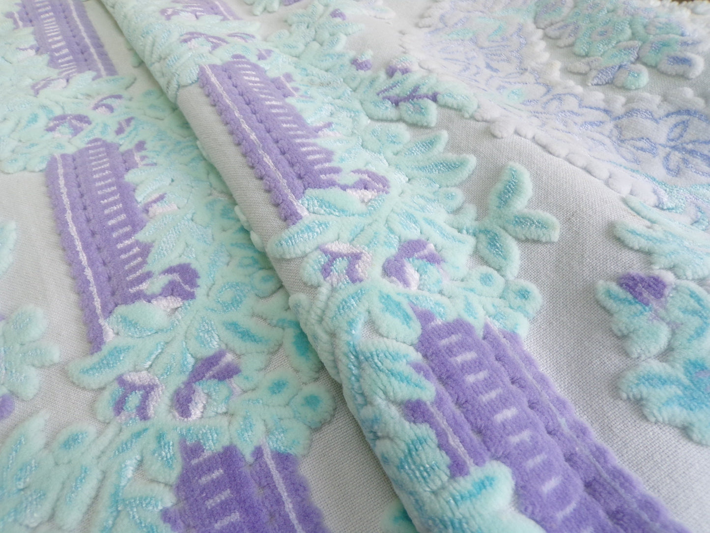 Celestial Shimmer Cut Velvet Fabric, Luxury Bates Vintage Tapestry Chenille Material, 15" x 32" Inch Piece, Lovely in Totes, Bags, Pillows