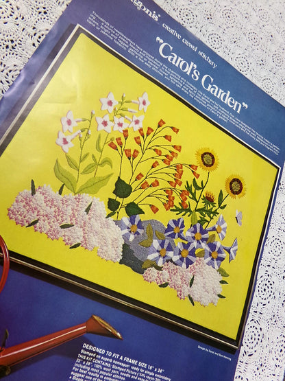 CAROL'S GARDEN Vintage Crewel Embroidery Kit Paragon Needlecraft 0715 Carol & Don Henning