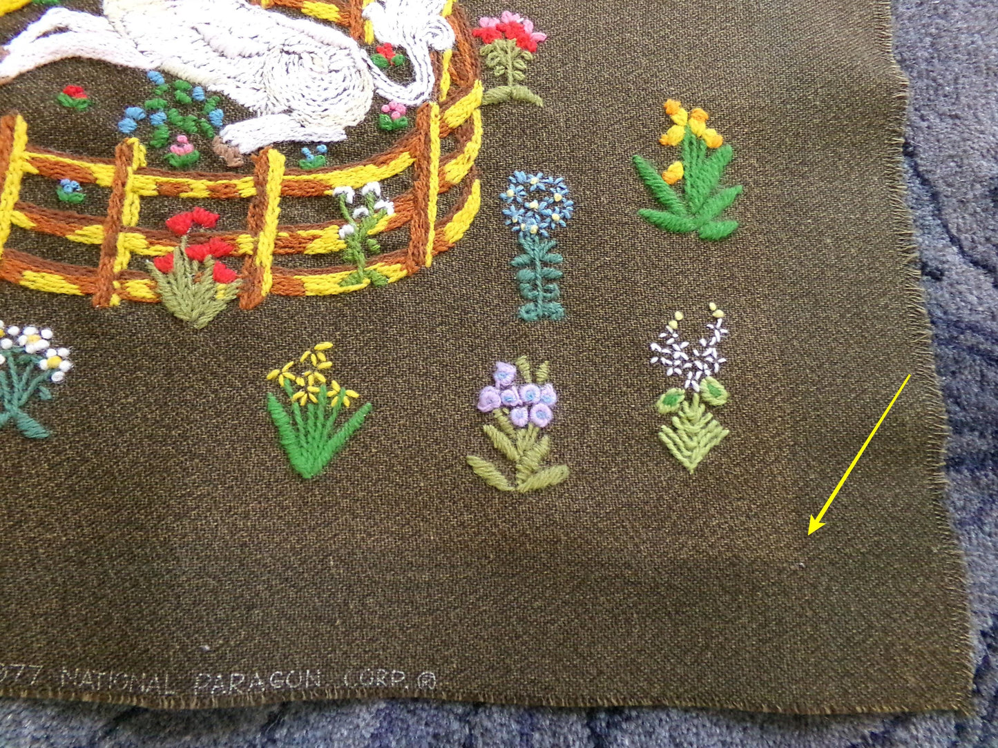 Unicorn in Captivity Vtg Crewel Embroidery, Finished Paragon 0846 Stitchery Medieval Old World Tapestry Style Adaptation